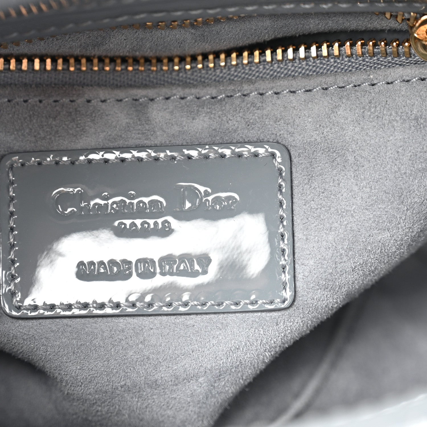 Christian Dior Patent Cannage Mini Lady Dior Grey Stone