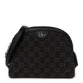 Gucci Denim Cuoio Harness GG Monogram Small Ophidia Dome Shoulder Bag Black Medium Grey