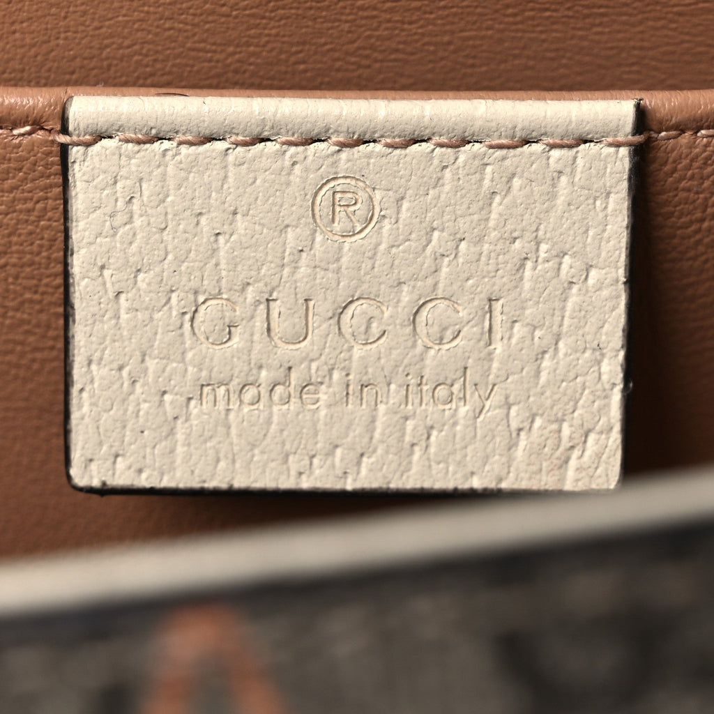 Gucci GG Supreme Monogram Berry Textured Dollar Calfskin Small Padlock Shoulder Bag Beige Ebony Light Copper Mystic White