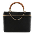 Chanel Lambskin Flat Quilted Knock On Wood Large Vanity Case Black