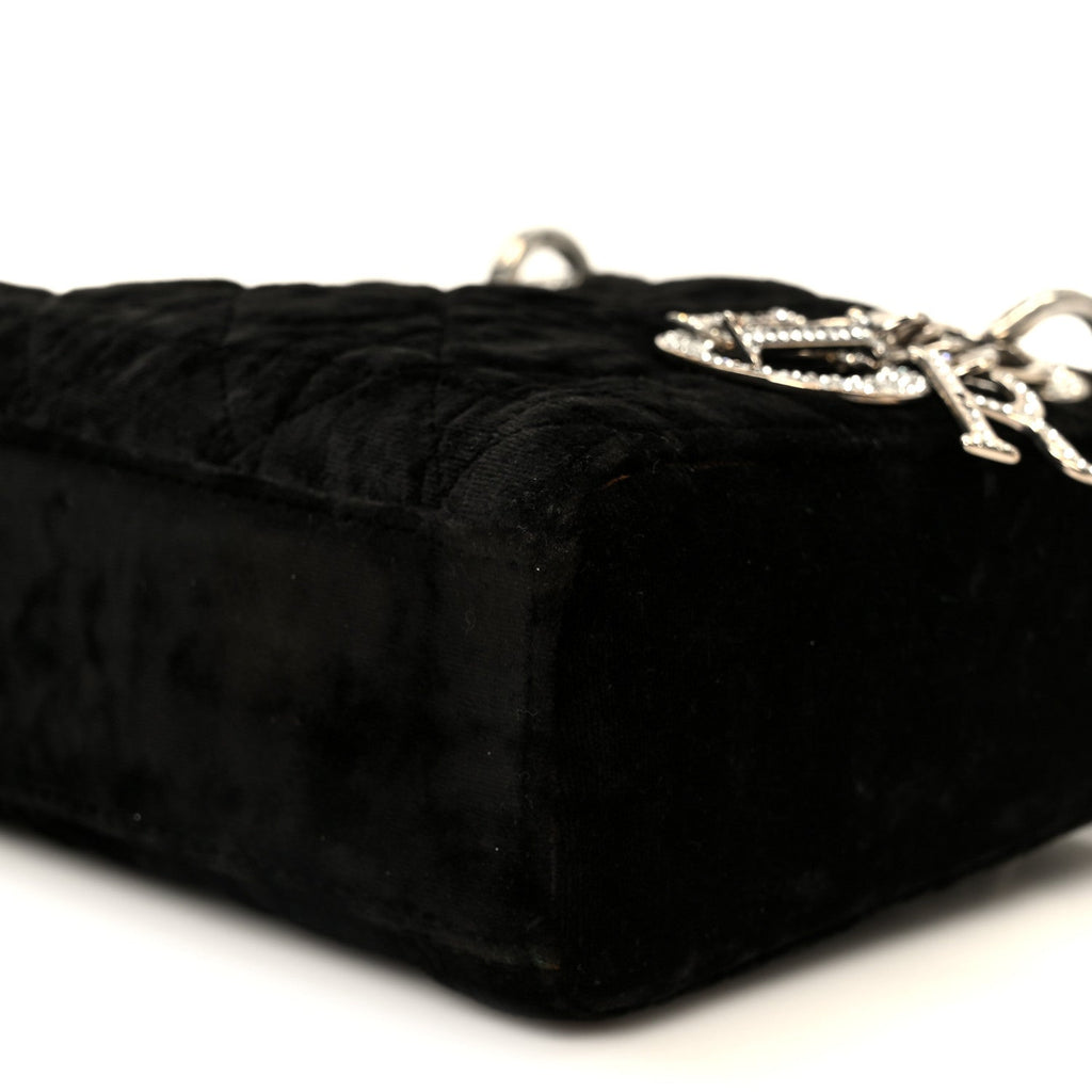 Christian Dior Velvet Crystal Mini Lady Dior Black