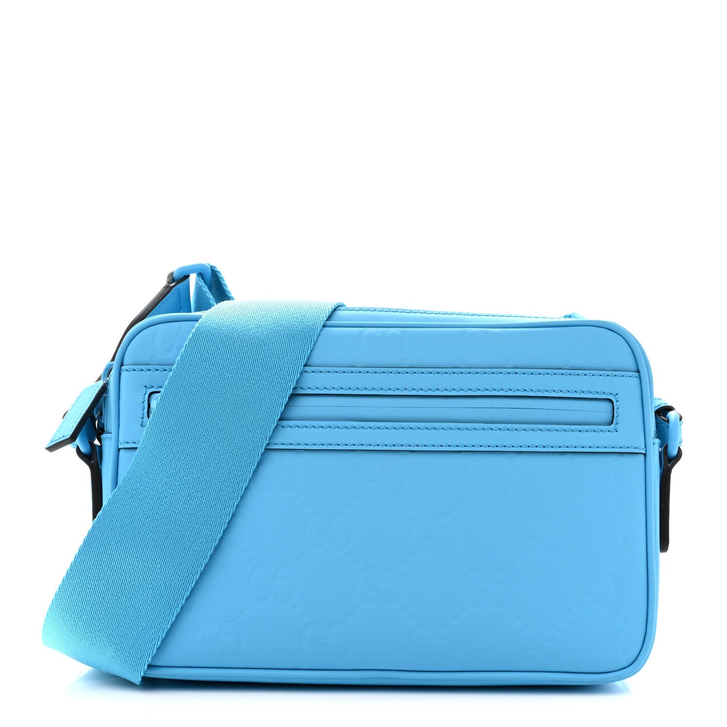 Gucci Rubber Effect Monogram GG Crossbody Bag Bright Blue