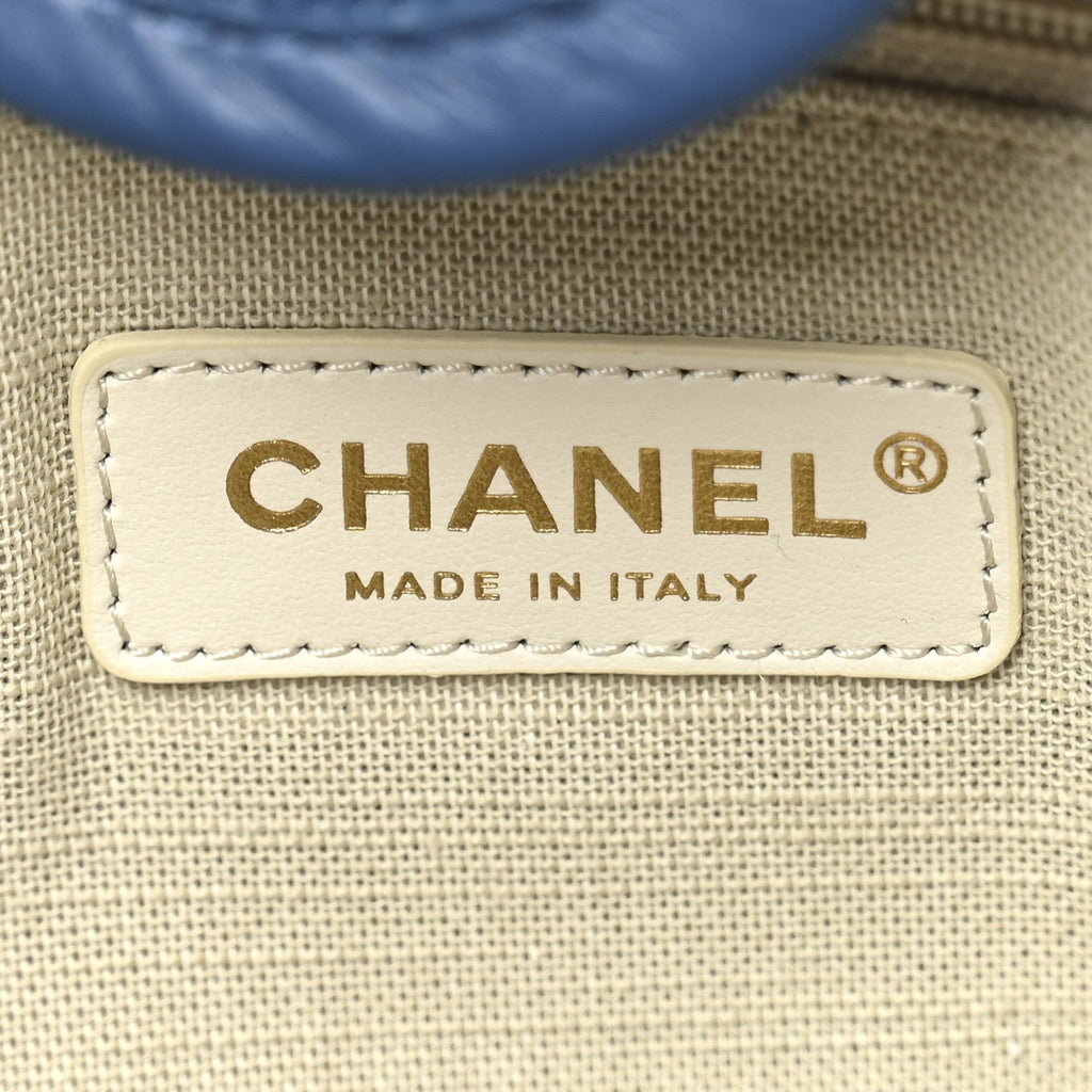 Chanel Cotton Medium Deauville Tote Blue White