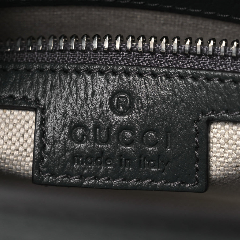 Gucci GG Supreme Monogram Textured Dollar Calfskin Web Small Ophidia Shoulder Bag Grey Black Graphite Grey
