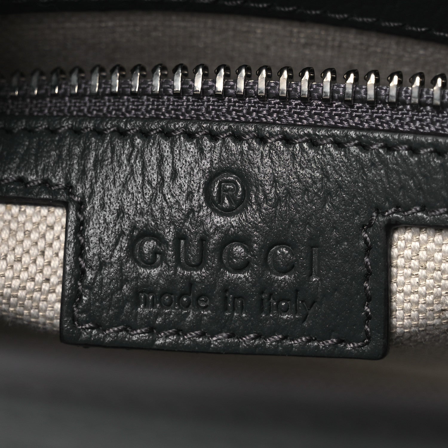 Gucci GG Supreme Monogram Textured Dollar Calfskin Web Small Ophidia Shoulder Bag Grey Black Graphite Grey