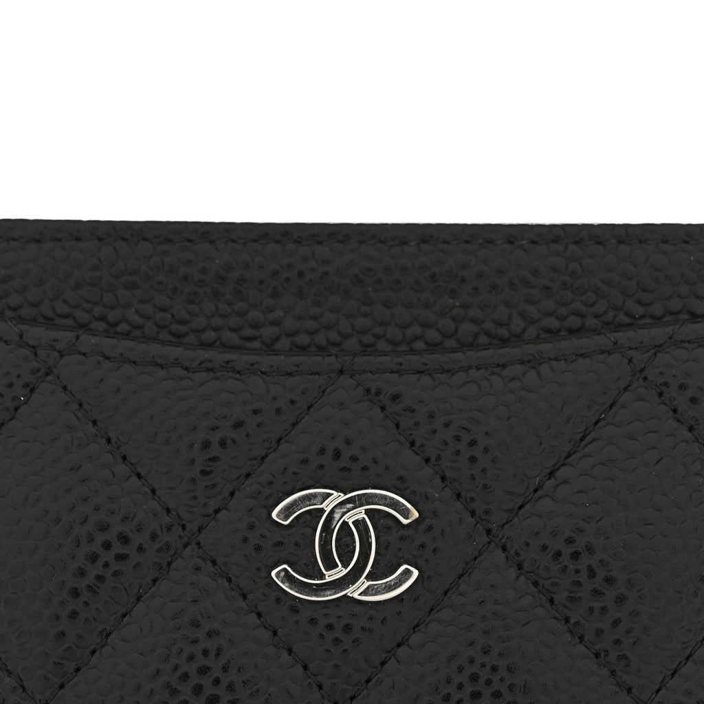 Caviar Quilted Card Holder Black