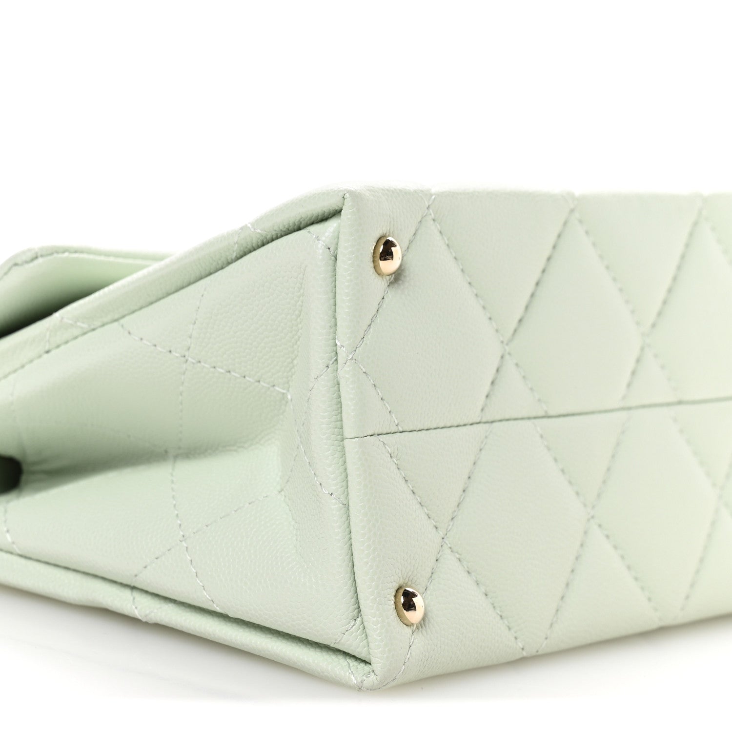 Chanel Caviar Quilted Retro Medium Twist Top Handle Clutch Light Green