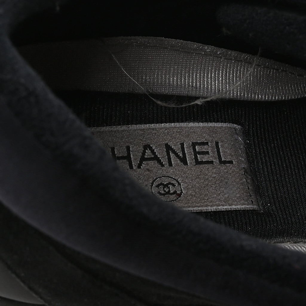 Fabric Calfskin Suede CC Sneakers 36.5 Black