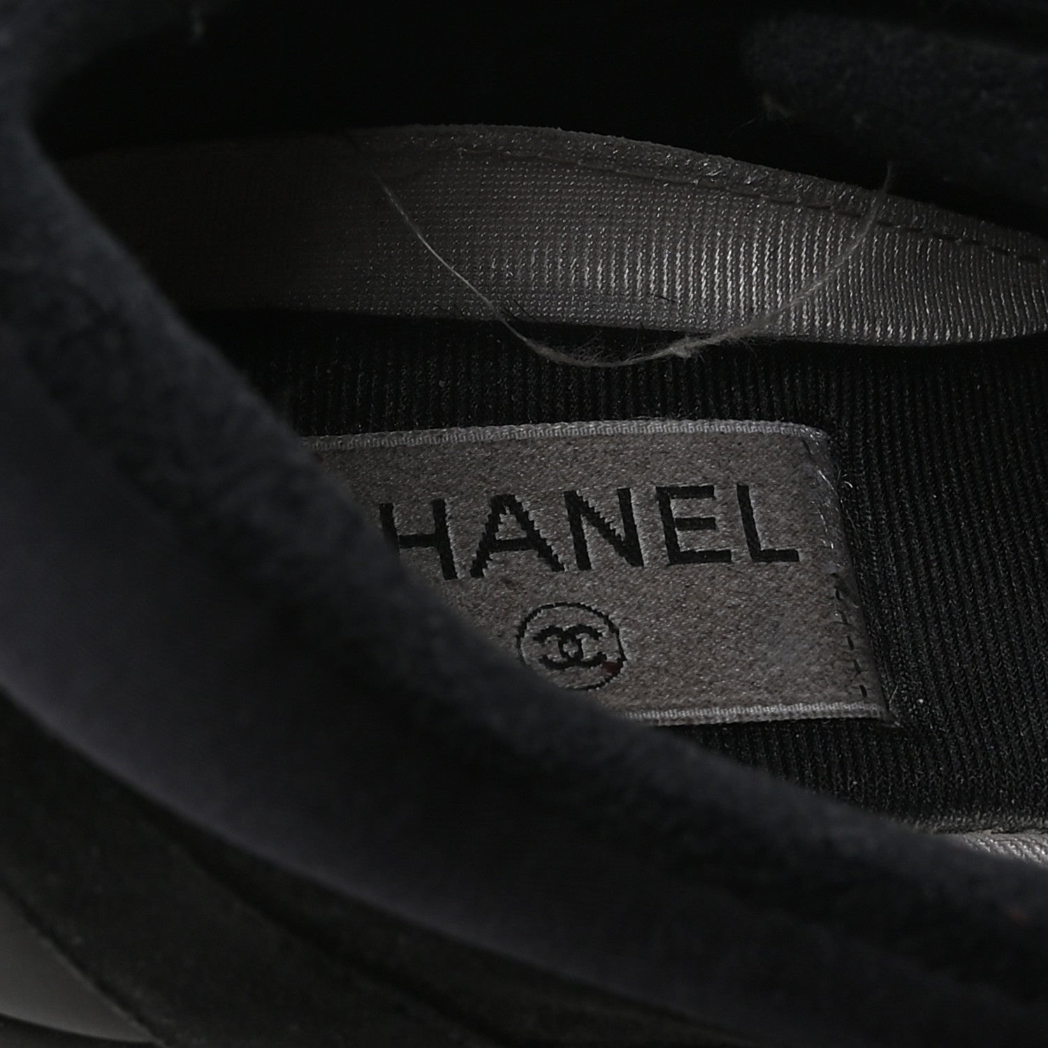 Fabric Calfskin Suede CC Sneakers 36.5 Black
