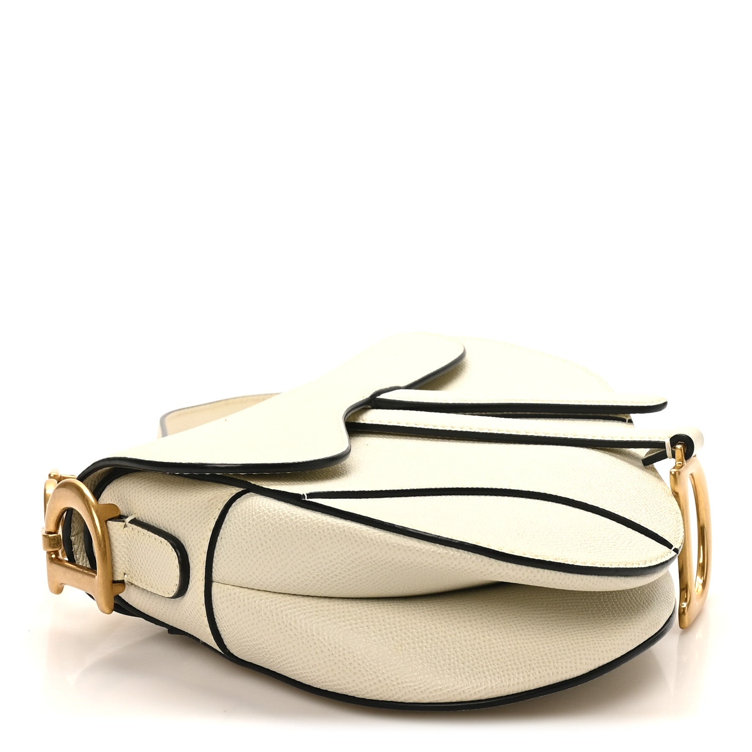 Christian Dior Grained Calfskin Saddle Bag White