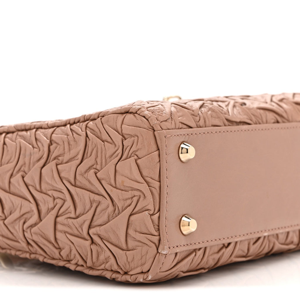 Christian Dior Lambskin Gathered Mini Lady Dior Fard