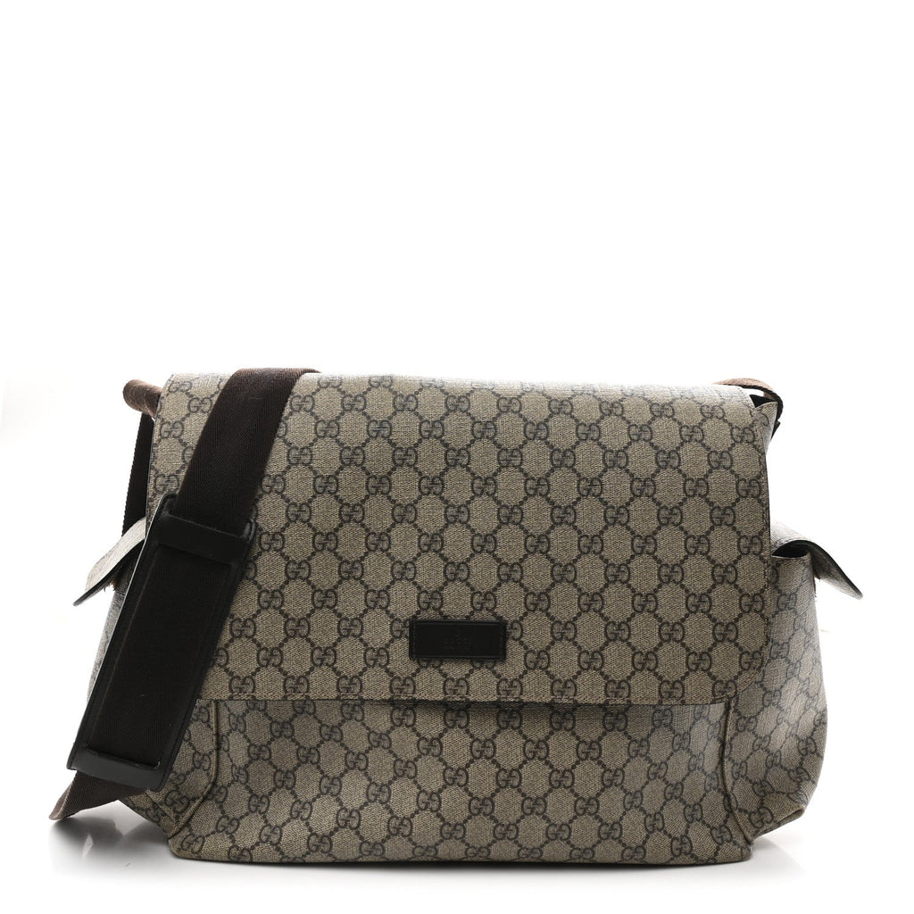 Gucci GG Plus Monogram Messenger Diaper Bag Dark Brown