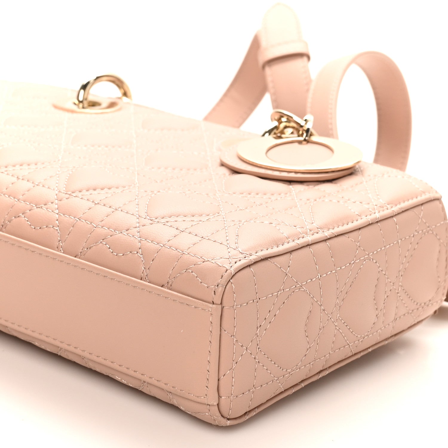 Christian Dior Lambskin Cannage Heart Medium Lady D-Joy Rose Des Vents