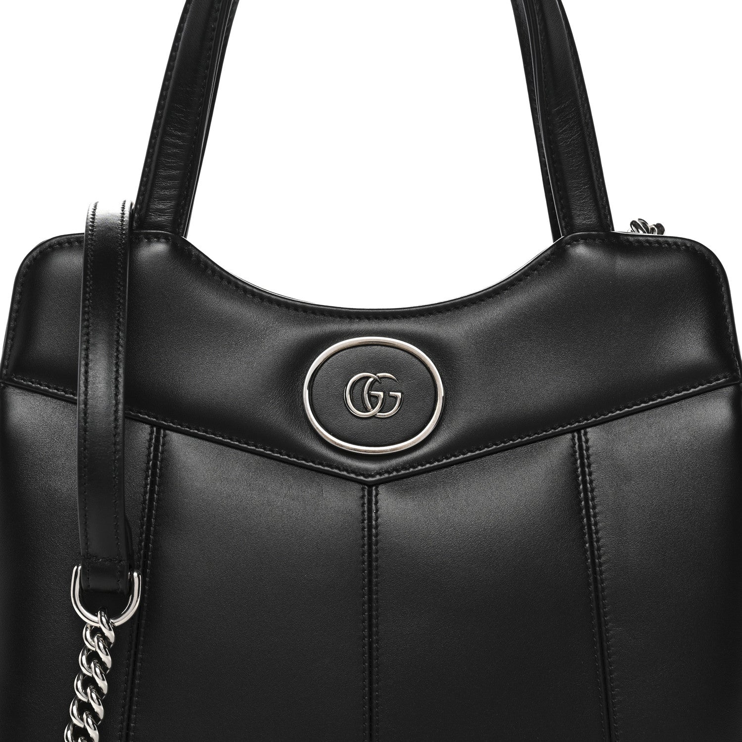 Gucci Calfskin Petite GG Small Tote Bag Black