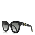 Gucci Acetate Crystal Star Round Frame Sunglasses GG0208S Black