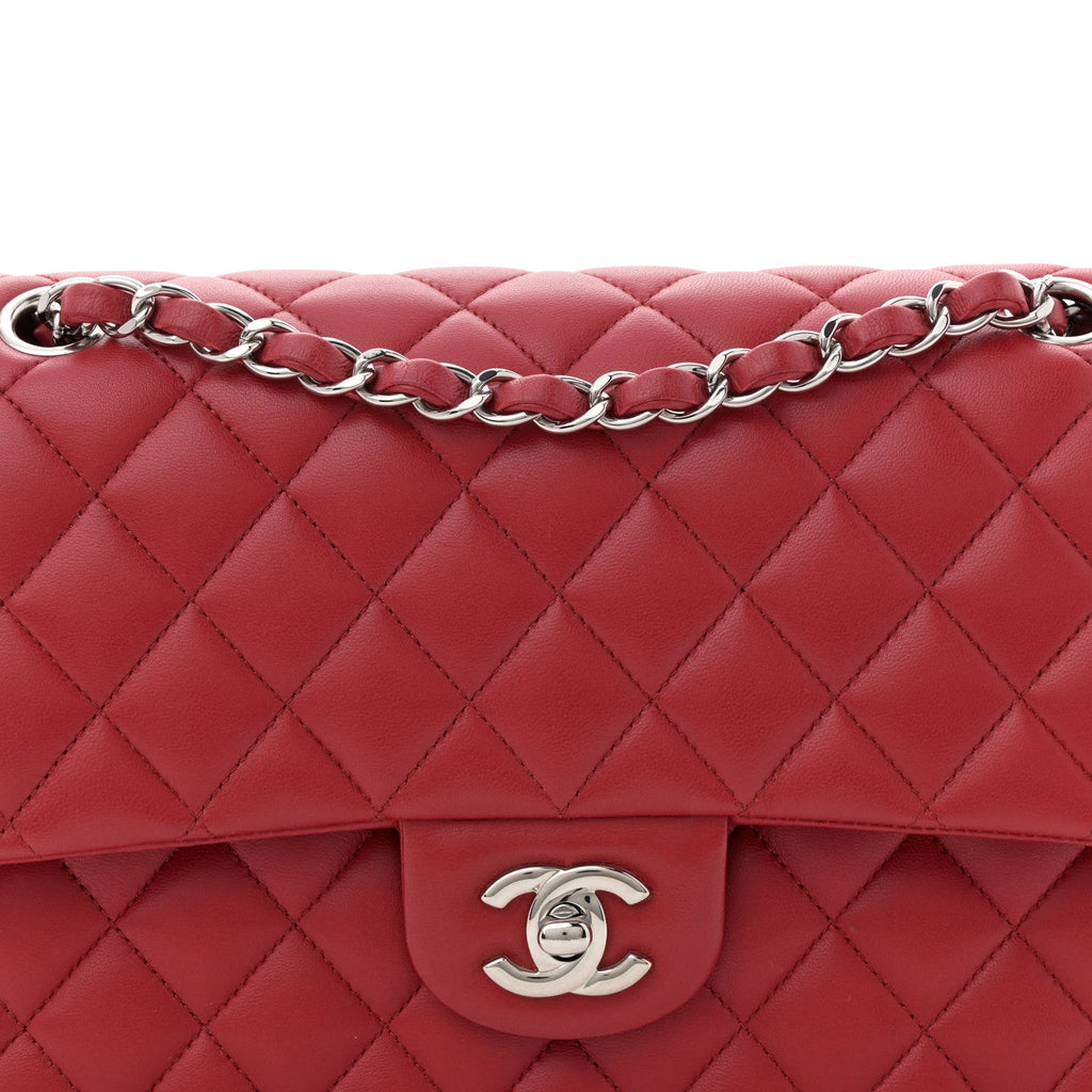 Chanel Lambskin Quilted Medium Double Flap Red