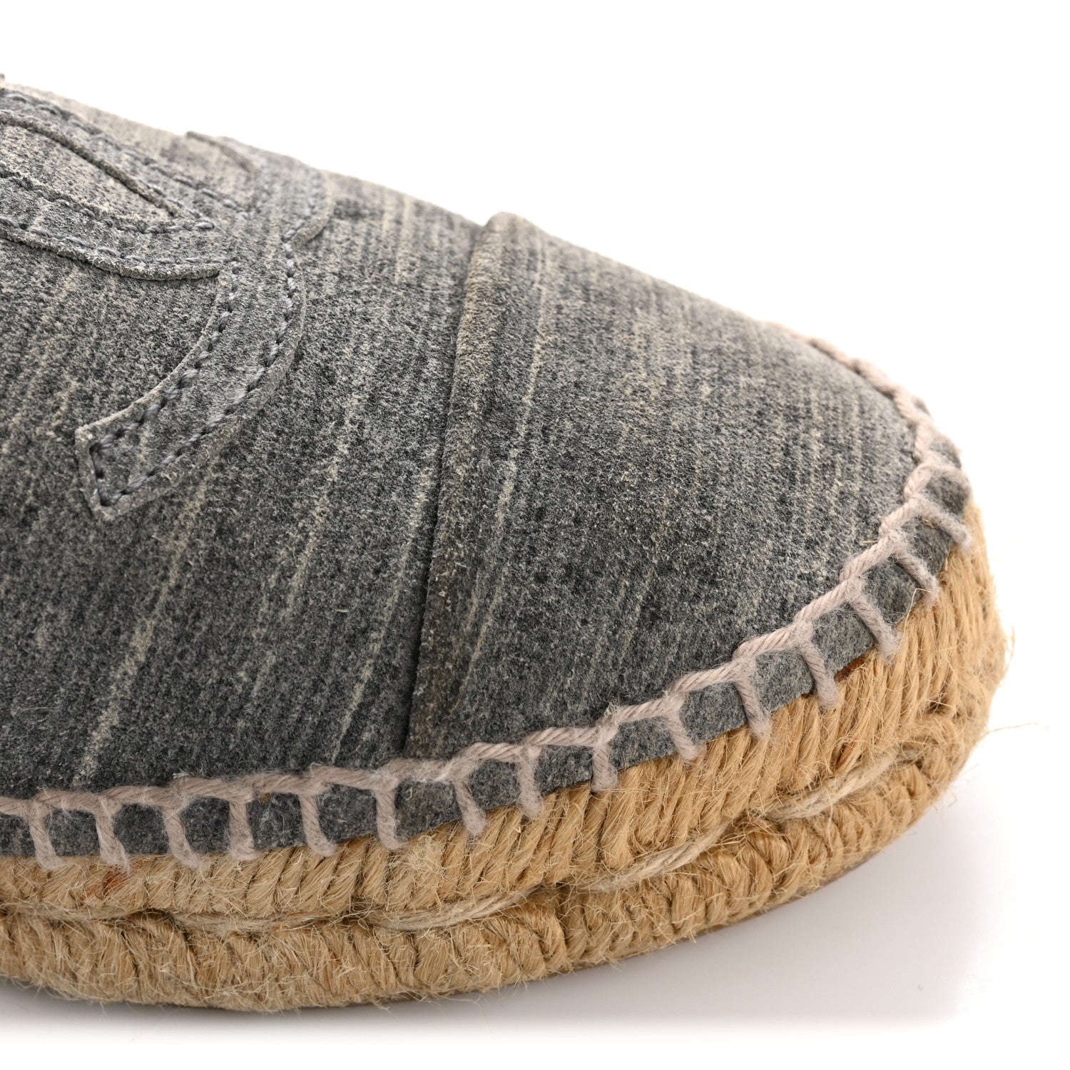 Chanel Striated Suede Espadrilles 37 Dark Grey