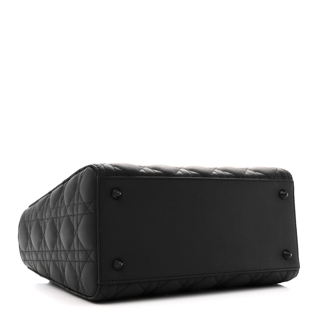 Christian Dior Ultra Matte Calfskin Cannage Medium Lady Dior Black