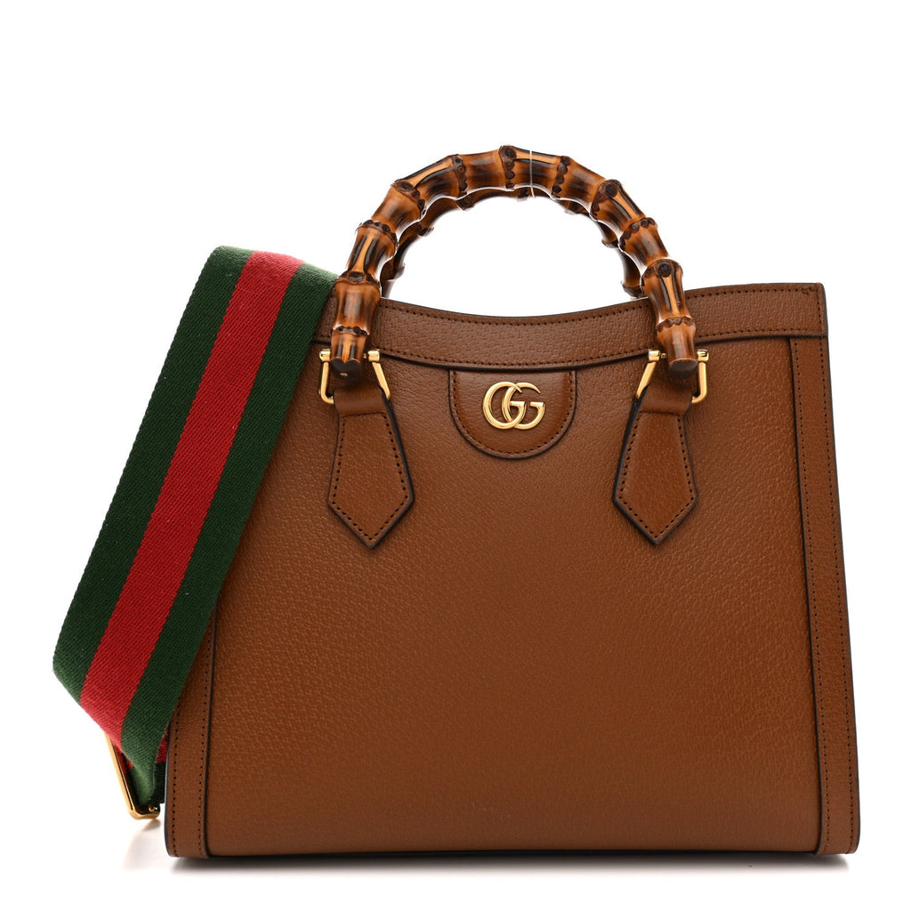 Gucci Textured Dollar Calfskin Web Small Diana Tote Bag Cuir Black
