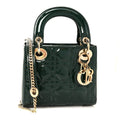 Christian Dior Patent Cannage Mini Lady Dior Pine Green