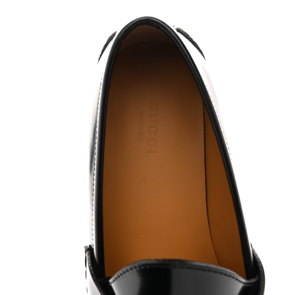 Gucci Cordovan Lux Womens Horsebit 45mm Platform Loafers 39.5 Black