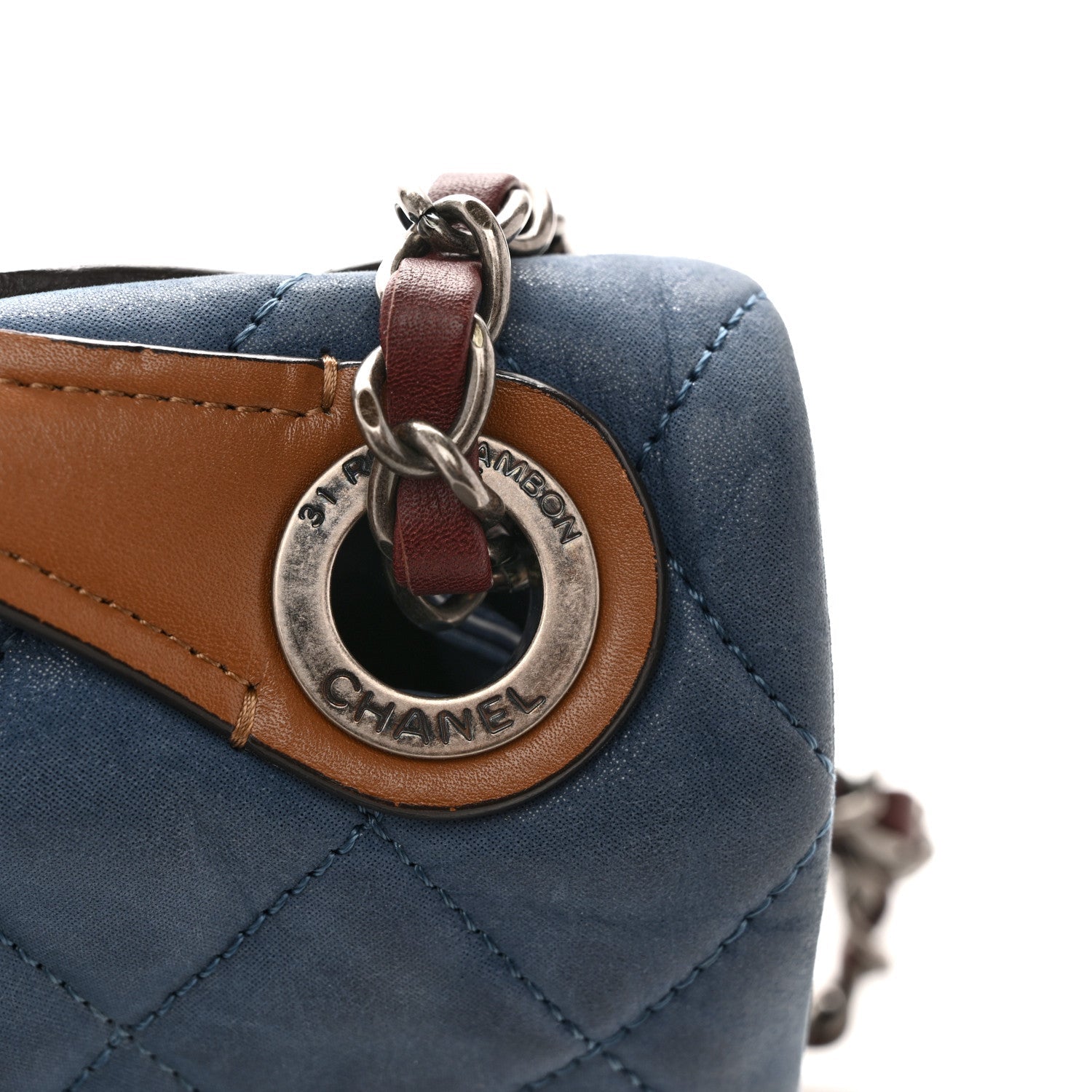 Chanel Iridescent Calfskin Medium In The Mix Flap Blue