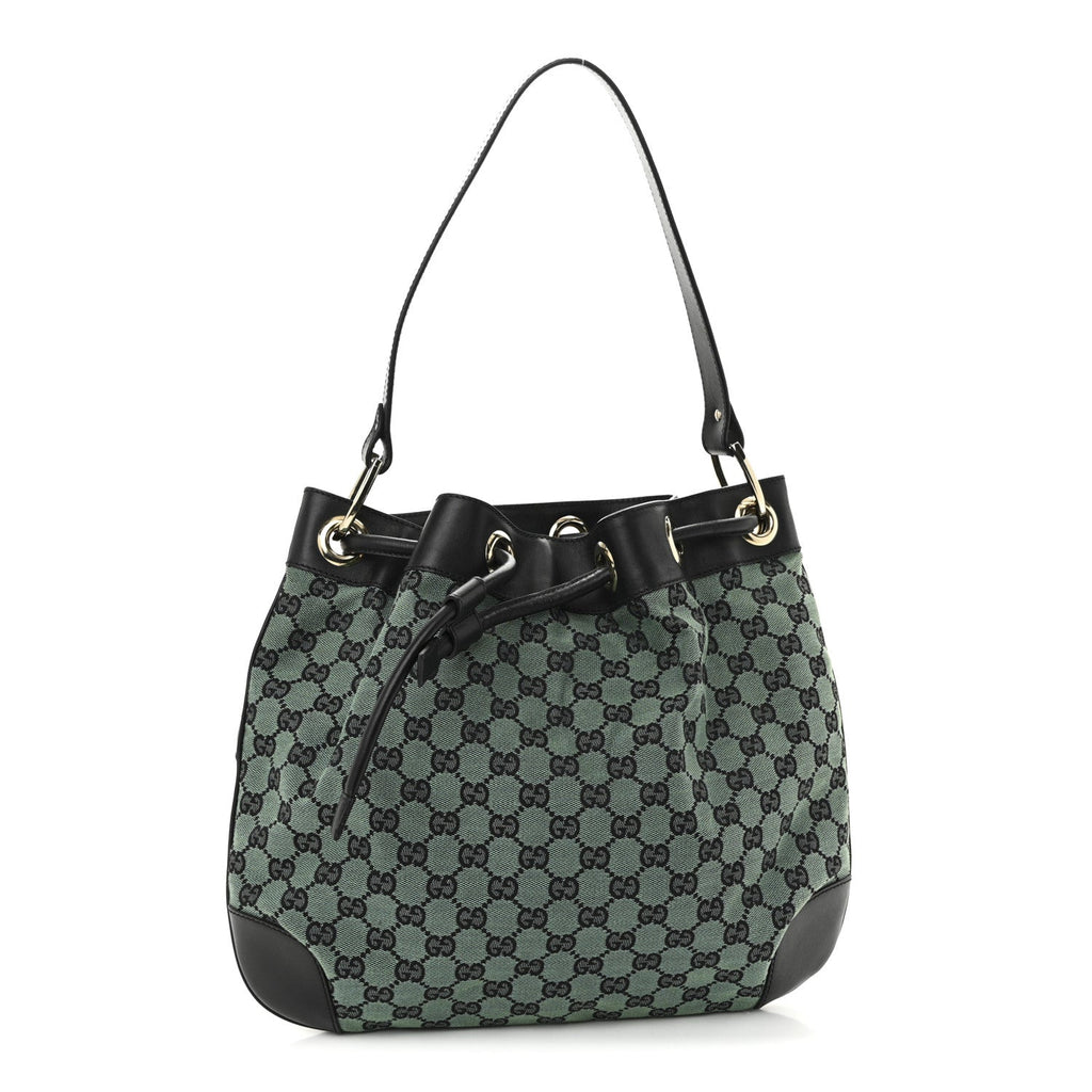 Gucci Monogram Drawstring Shoulder Bag Green