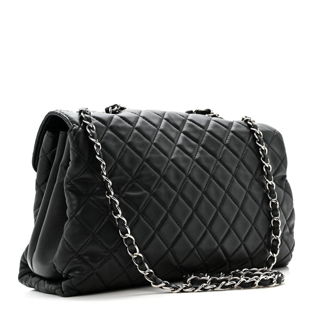 Chanel Lambskin Quilted Jumbo Chanel by 4 Flap Black