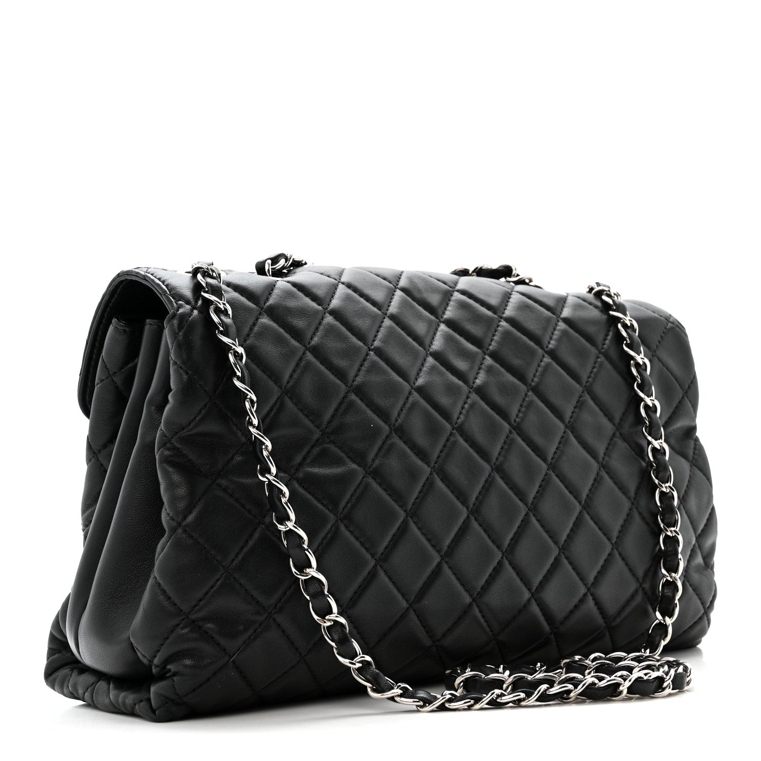Chanel Lambskin Quilted Jumbo Chanel by 4 Flap Black