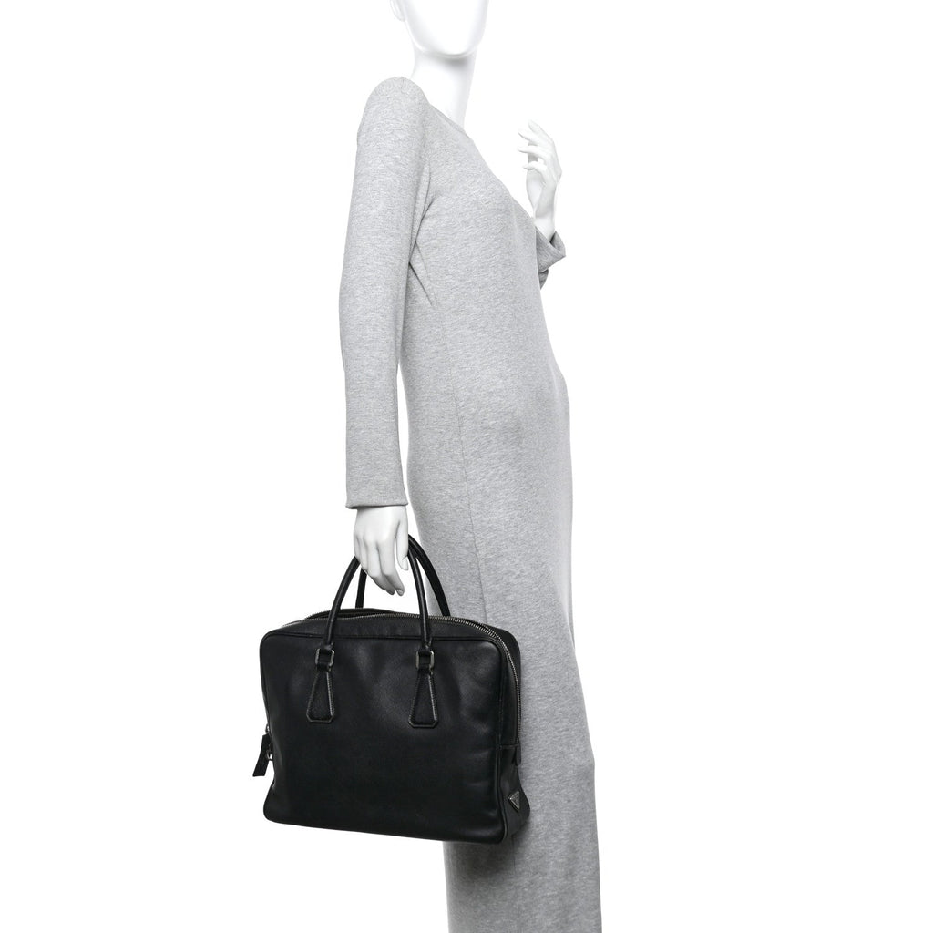 Prada Saffiano Travel Briefcase Black