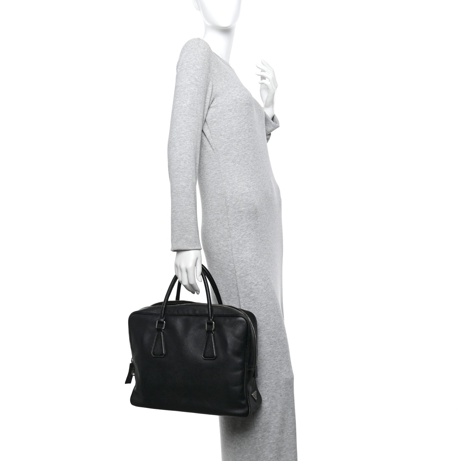 Prada Saffiano Travel Briefcase Black