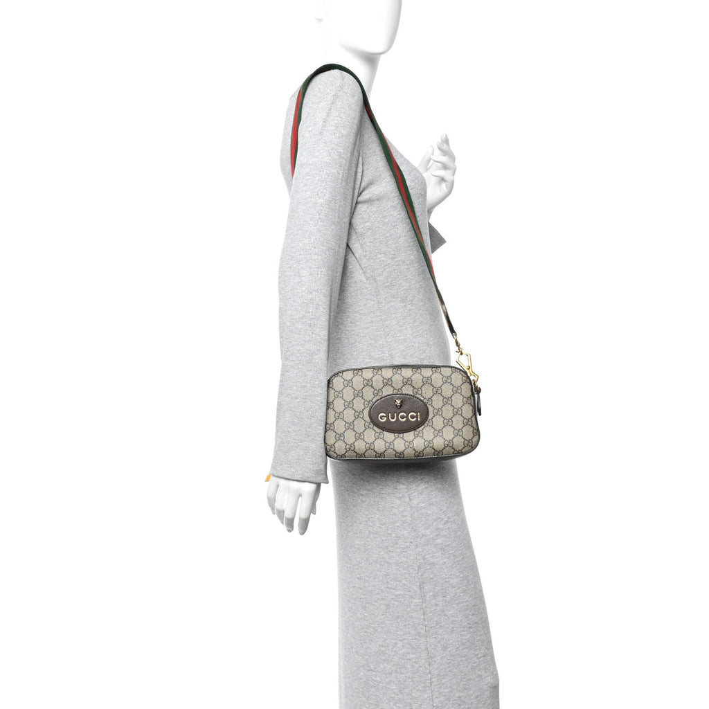 Gucci GG Supreme Monogram Web Neo Vintage Shoulder Bag Beige New Acero Crop