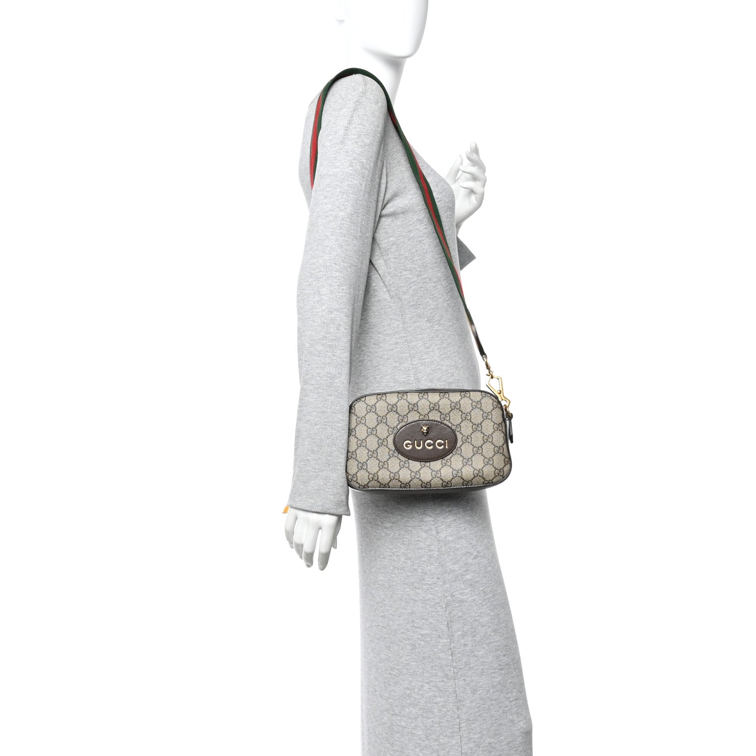 Gucci GG Supreme Monogram Web Neo Vintage Shoulder Bag Beige New Acero Crop
