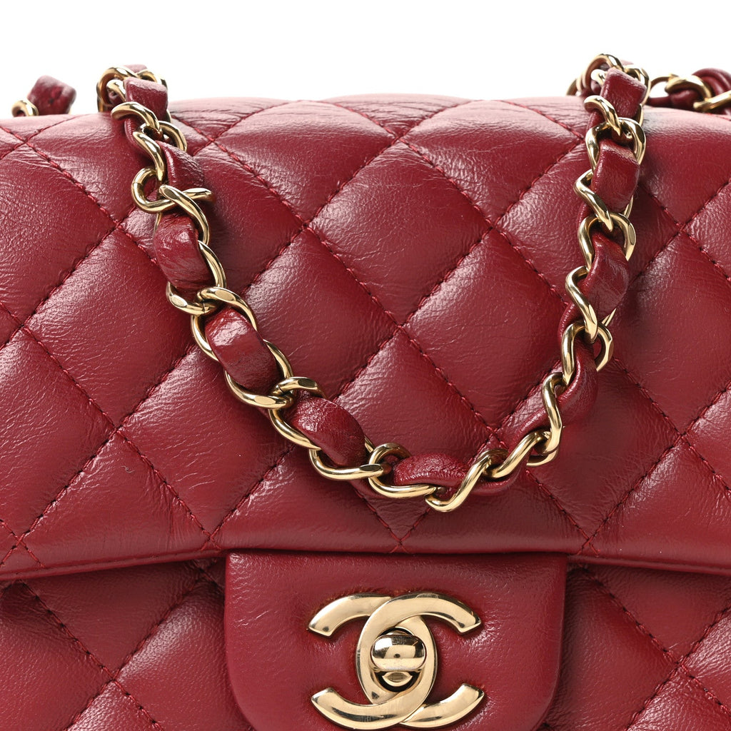 Chanel Lambskin Quilted Mini Square Flap Red
