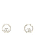 Crystal CC Round Earrings Silver