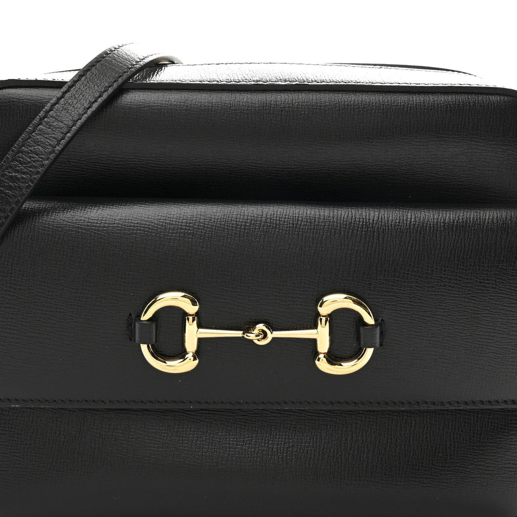 Gucci Textured Calfskin Small Horsebit 1955 Shoulder Bag Black
