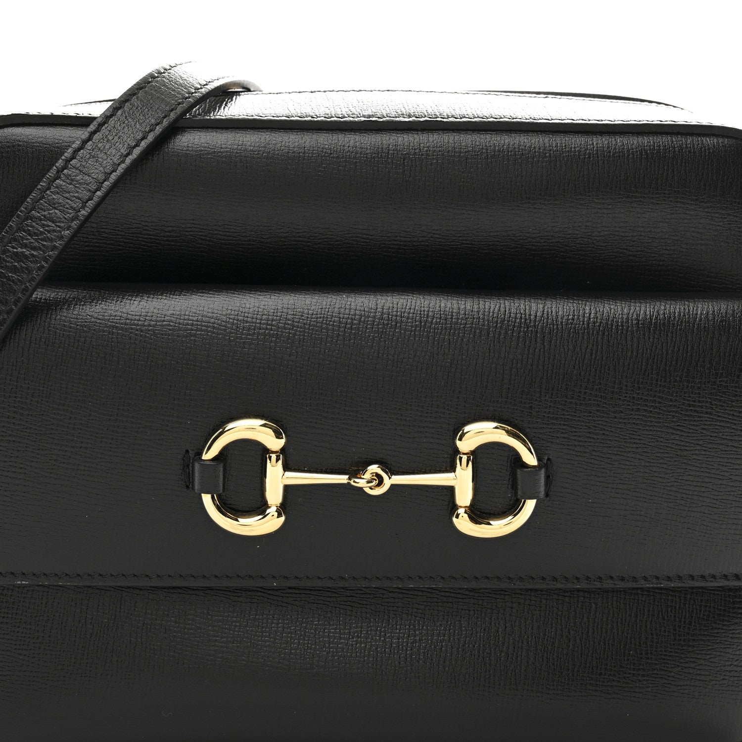 Gucci Textured Calfskin Small Horsebit 1955 Shoulder Bag Black