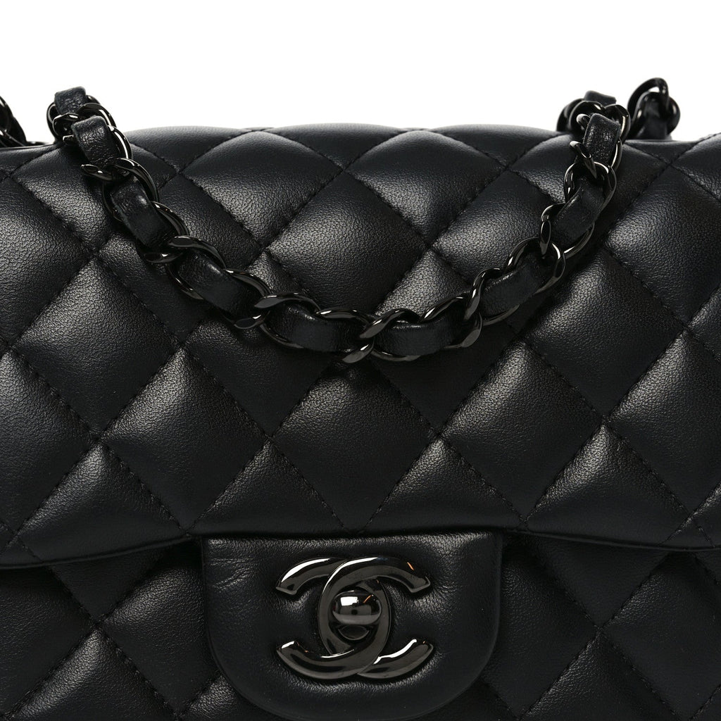 Chanel Lambskin Quilted Mini Square Flap So Black
