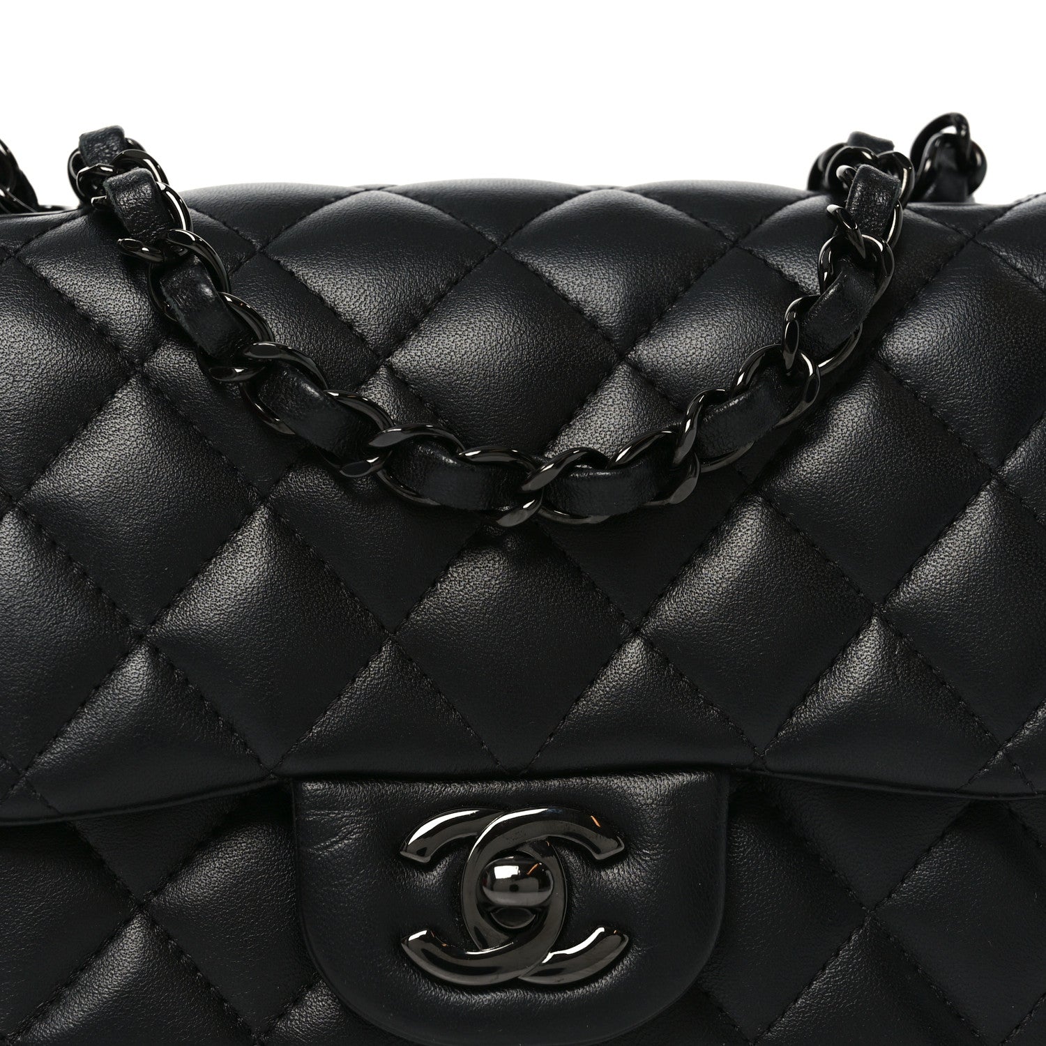 Chanel Lambskin Quilted Mini Square Flap So Black