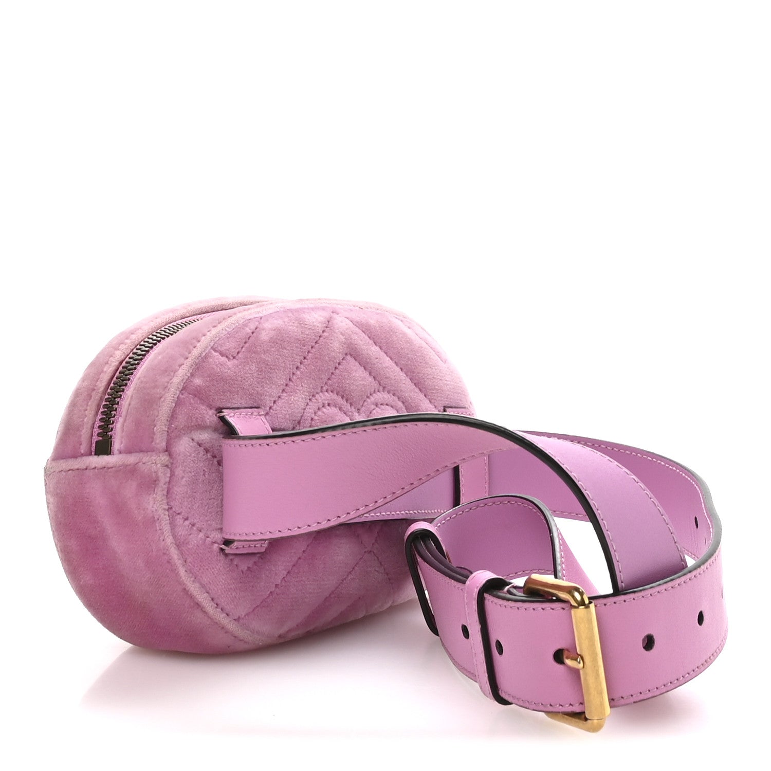 Gucci Velvet Matelasse Marquise Crystals GG Marmont Belt Bag 85 34 Malva