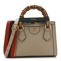 Gucci Textured Dollar Calfskin Web Mini Diana Tote Bag Oatmeal Vintage Green