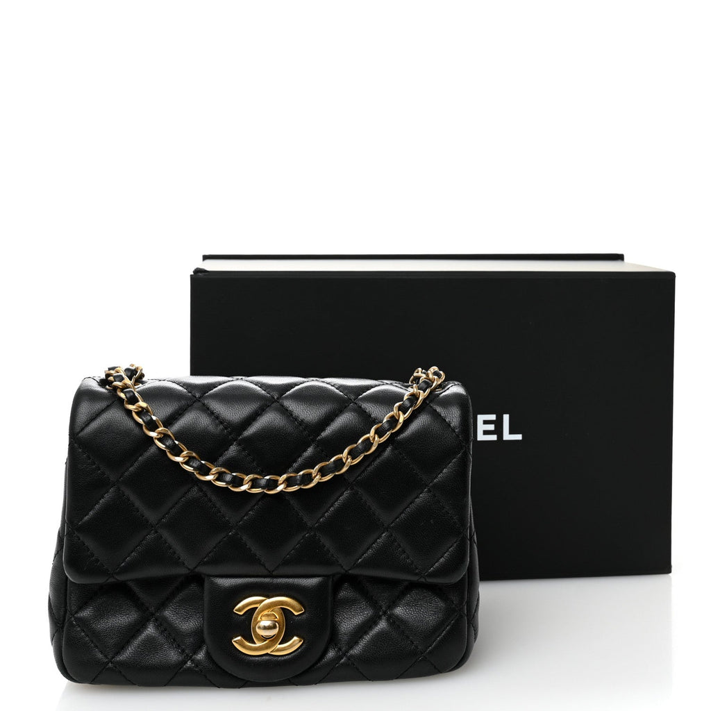 Chanel Lambskin Quilted Mini Pearl Crush Flap Black