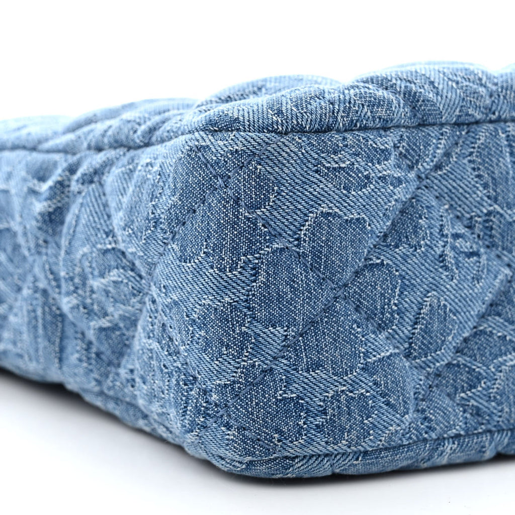 Chanel Denim Quilted Camellia Sweetheart Small Hobo Blue