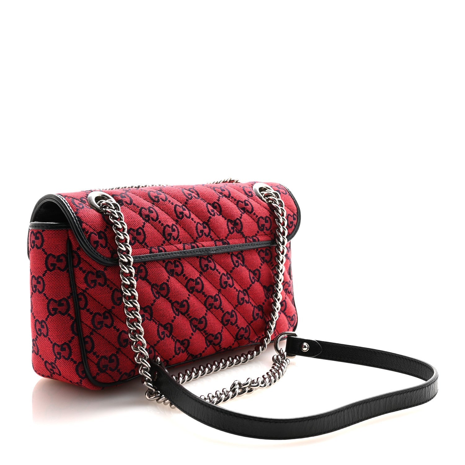 Gucci Monogram Multicolor Matelasse Diagonal Floral Embroidered Super Mini GG Marmont Shoulder Bag Red Blue Multicolor