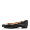 Lambskin Cap Toe Ballerina Flats 38.5 Dark Navy Black