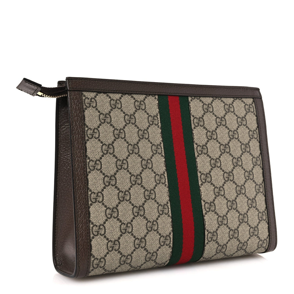 Gucci GG Supreme Monogram Web Ophidia Pouch Brown
