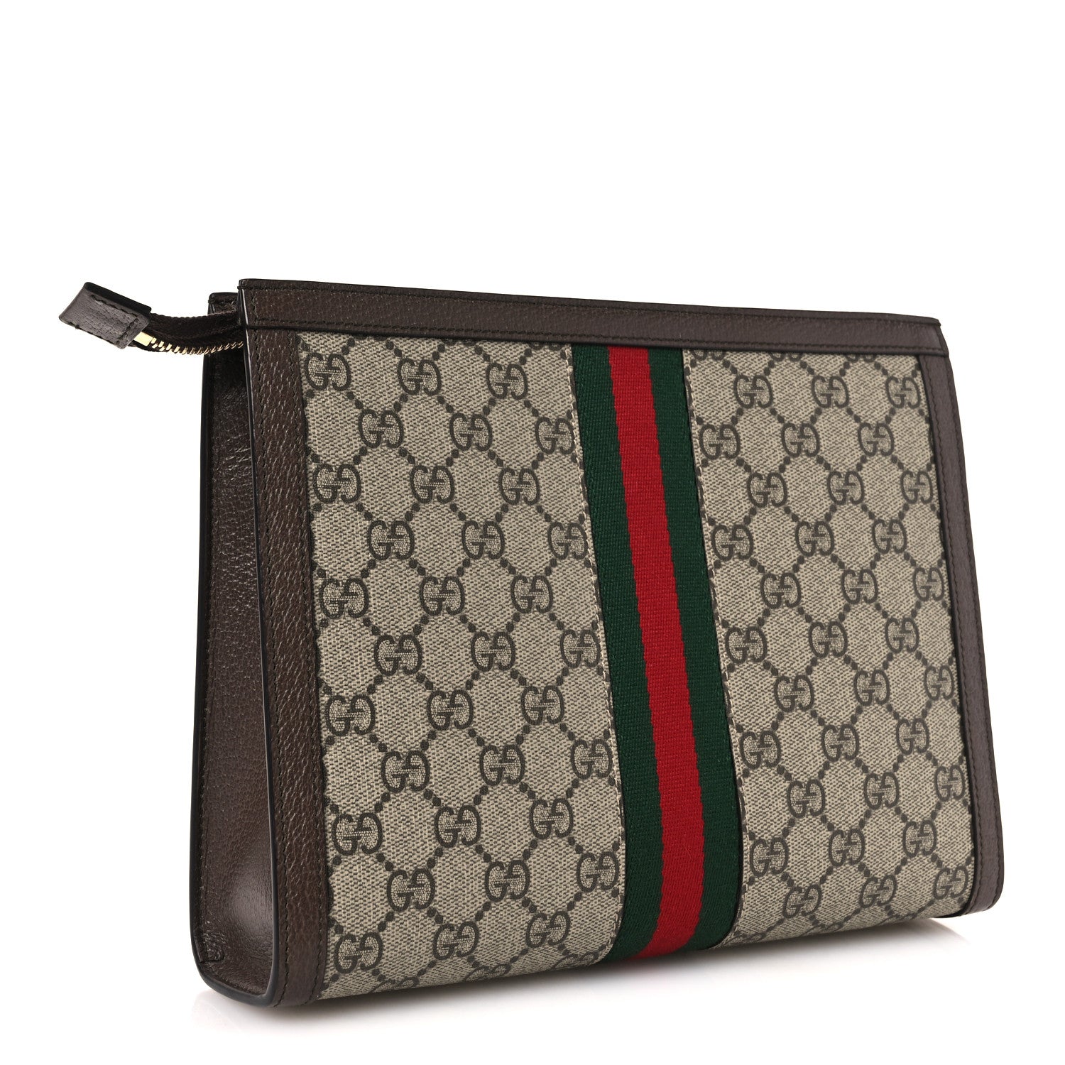 Gucci GG Supreme Monogram Web Ophidia Pouch Brown