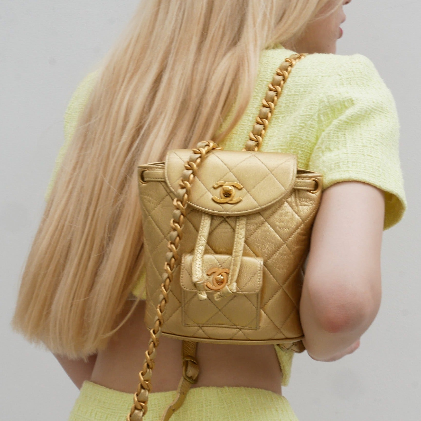 CHANEL * 1991-1994 Duma Backpack Gold Lambskin