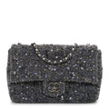 Chanel Sequin Quilted Small Single Flap Grey Dark Grey