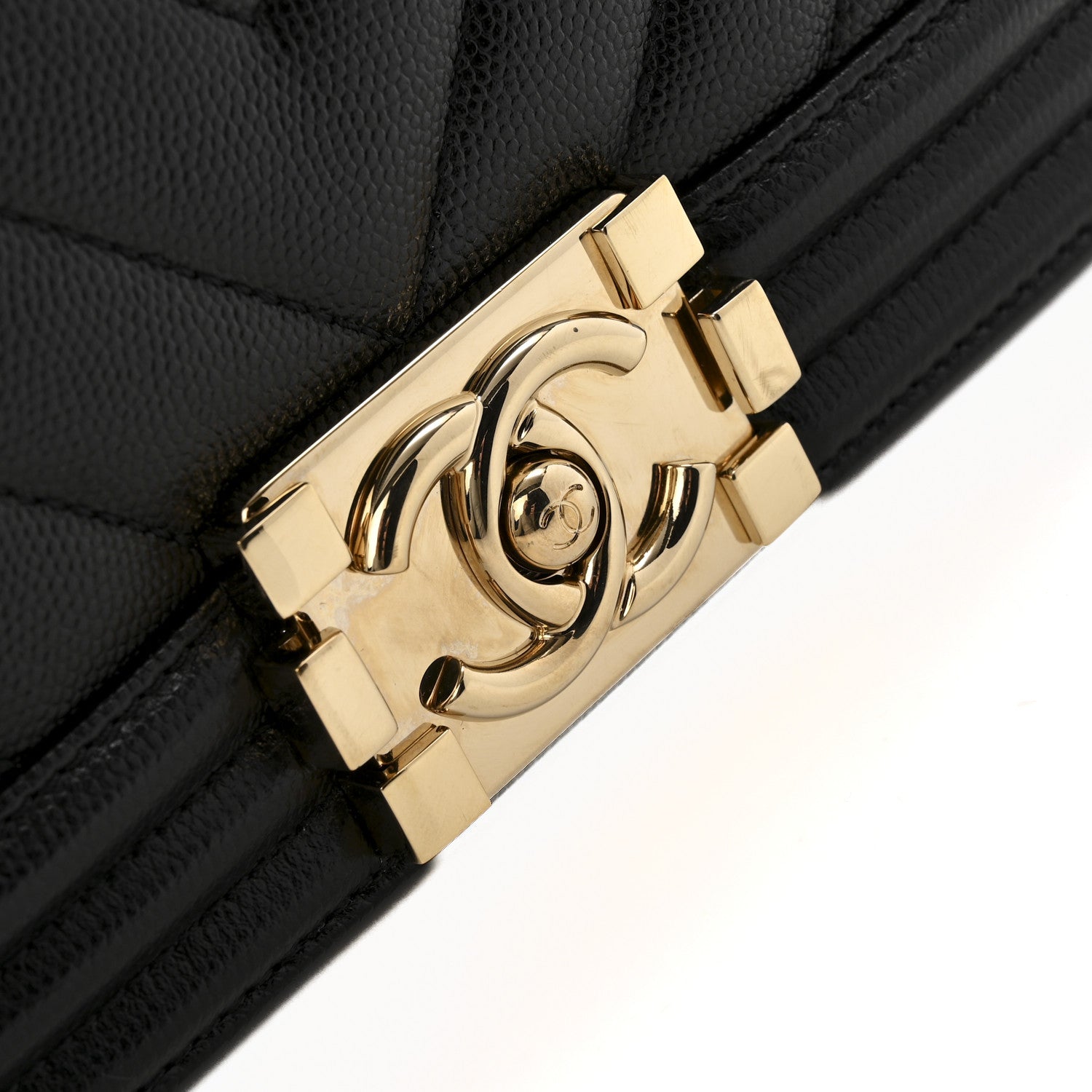 Chanel Caviar Chevron Quilted Small Boy Flap Black